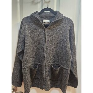 Womens‎ Large Keren Hart 100% ACRYLIC Zip Up sweater Black And gray tones.